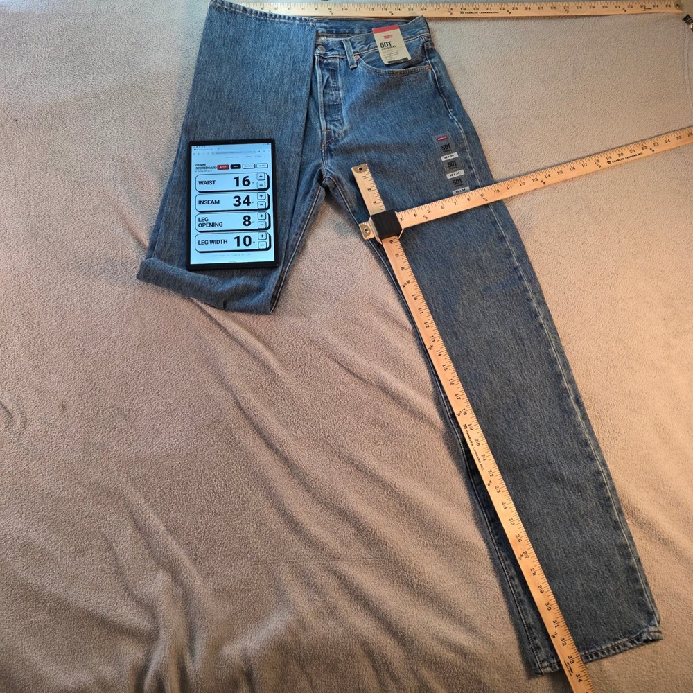 Levis 501 Original Mens Straight Leg Blue Denim Jeans 32x34 00501-0193 NWT - Picture 3 of 7